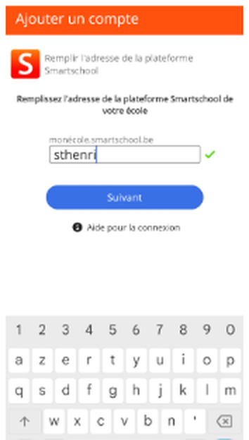 Étape 1 de la première connexion dans l’application Smartschool