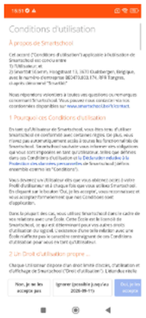 Étape 4 de la première connexion dans l’application Smartschool
