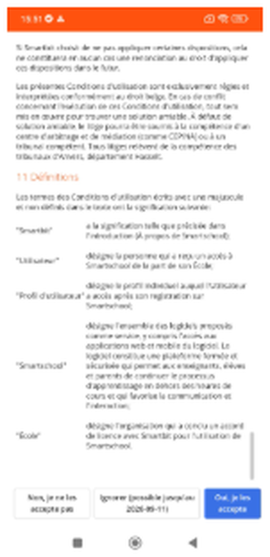 Étape 5 de la première connexion dans l’application Smartschool