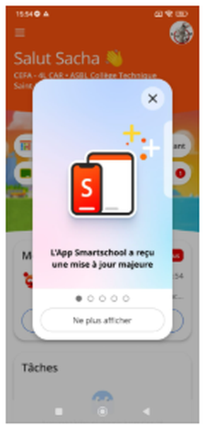 Étape 8 de la première connexion dans l’application Smartschool