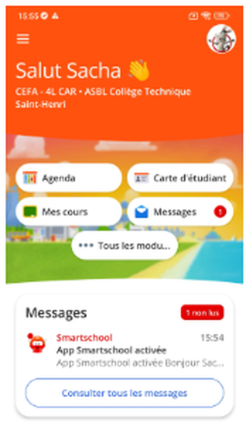 Étape 9 de la première connexion dans l’application Smartschool