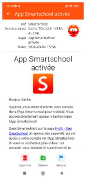 Étape 10 de la première connexion dans l’application Smartschool